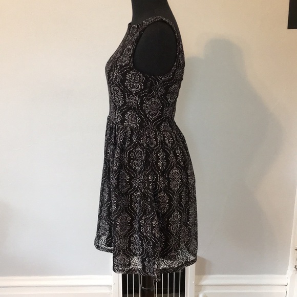 Xhilaration Black and White Damask Print Lace Dress, S - Picture 3 of 8